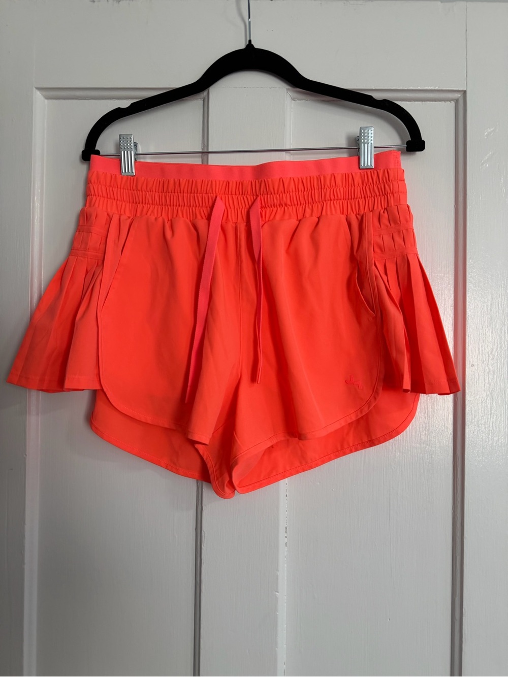 JoyLab  Neon Coral Athletic Shorts with Pleated Side Panels Medium